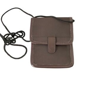 Transpotante brown faux leather passport‎ crossbody bag